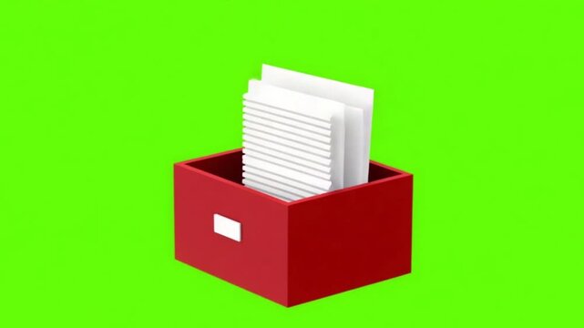 3D Vector Office Filing Cabinet Animation Opening and Closing on Green Screen Background
