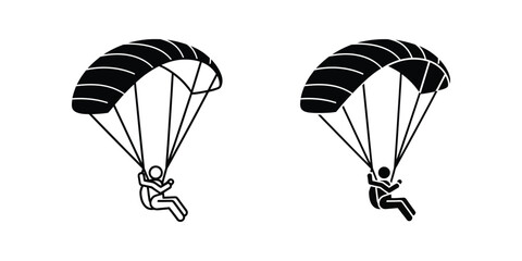 Set of Paragliding and Parachuting Stick Figure Icons for Extreme Sports and Adventure Concepts © OrchiDesign