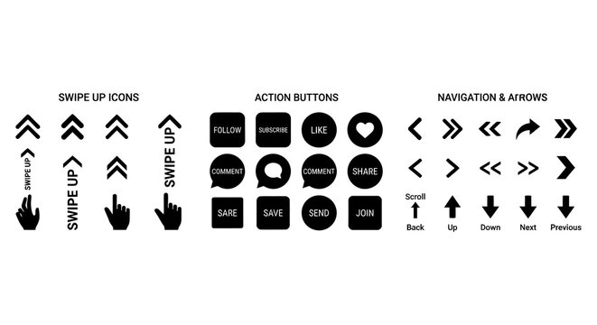 Collection Of Flat Vector Icons For Social Media And Navigation