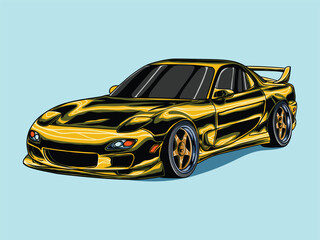 Japanese sports car vector illustration JDM retro tuning drift coupe isolated © Anntoz