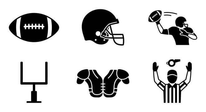 American Football Icons Helmet Ball Player Goalpost Pads Referee