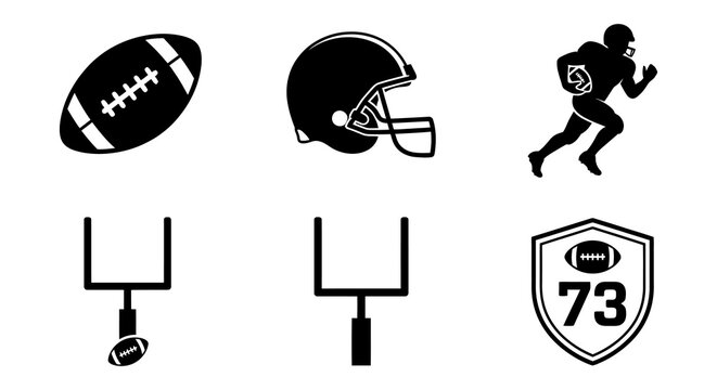 American Football Icons Helmet Ball Player Goalpost Pads Referee