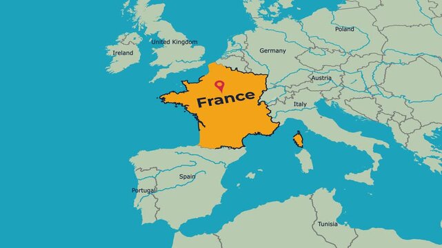 France Map Animation Locator Zoom 4K Motion Graphic
