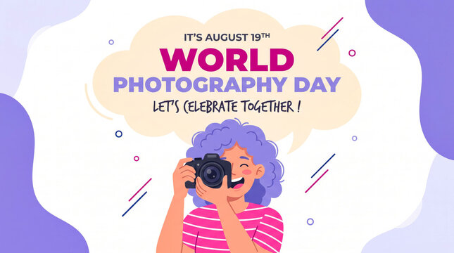 Person celebrating world photography day with camera