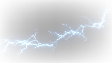 Bright blue lightning bolt on transparent background that shows sharp lines and curves in a striking shape © Liubov