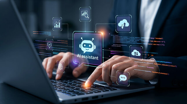 AI Assistant Chatbot Automation Cloud Business Technology Interface System