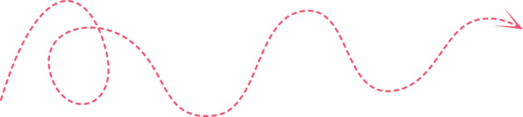 Naklejka premium Pink dotted arrow line with loop and curve on white background for direction and progress