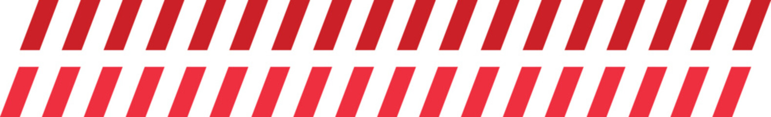Obraz premium Red and white diagonal stripes warning tape on white background seamless pattern