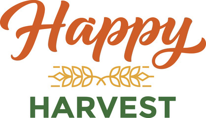 Naklejka premium Happy harvest typography design with wheat stalks for autumn season