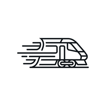 Fast express train icon with motion lines.
