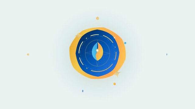 Pulsating circular motion graphic with a central leaf symbol
