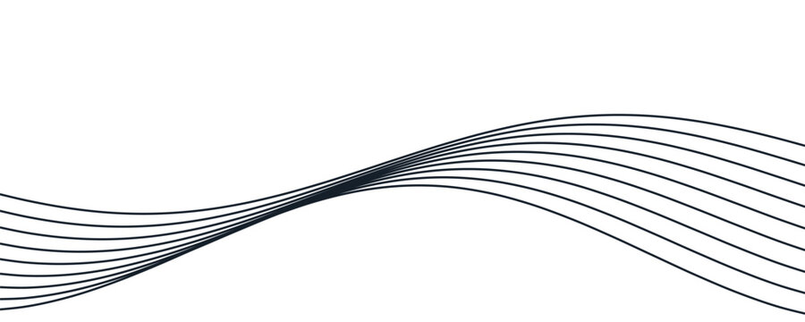 Delicate dark blue wavy lines flowing smoothly against a clean white background representing abstract data flow and connectivity