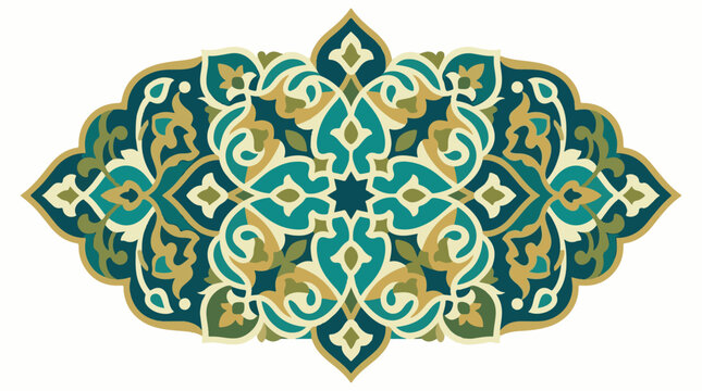 Intricate colorful arabesque pattern with geometric and floral motifs