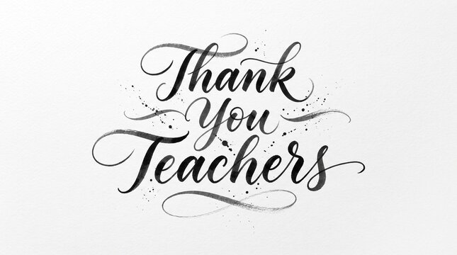 Elegant watercolor 'thank you teachers' calligraphy art print