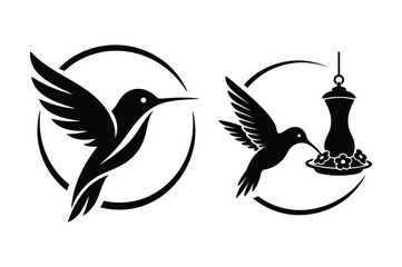 Hummingbird silhouette set vector illustration, hummingbird silhouette vector, hummingbird silhouette set, isolated hummingbird silhouette © VectorEliteX