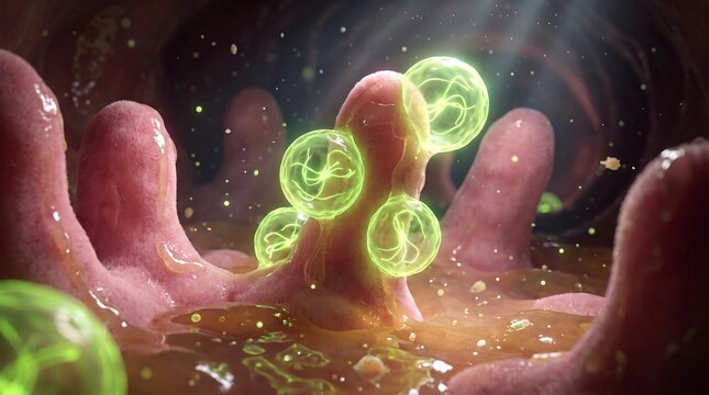 Cyclospora Cayetanensis Parasite Infection of Intestinal Villi 3D Illustration