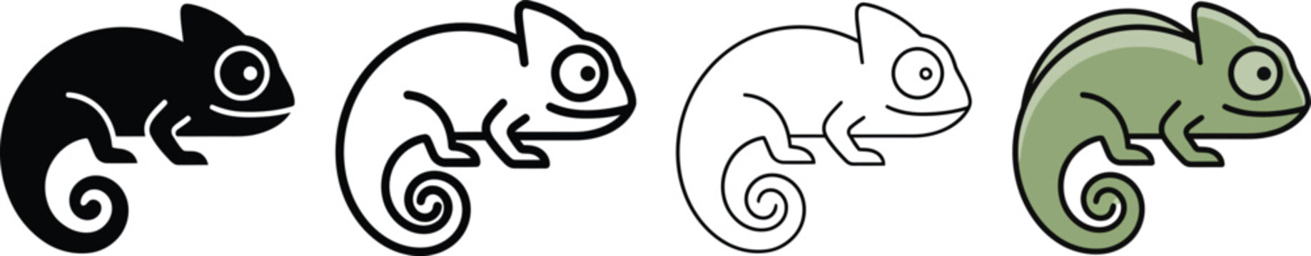 PrintChameleon Animal Icon Set &ndash; Exotic Reptile, Lizard, Wildlife Vector Symbols