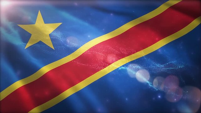 Flying flag with star symbol in slow motion