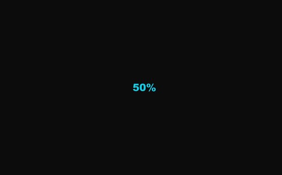  animation on a black back ground .Beautiful Loading icon animation 50%.