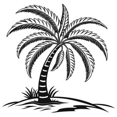 Fototapeta premium Vector illustration of palm tree on a tropical island beach