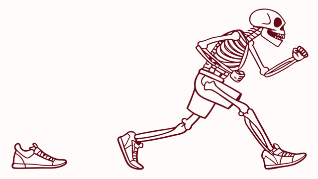Vector illustration of skeleton running in sneakers