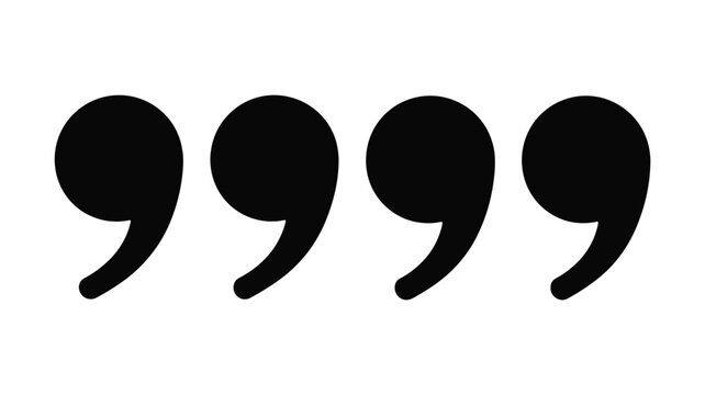 Four black comma punctuation marks arranged in a horizontal row on a plain white background