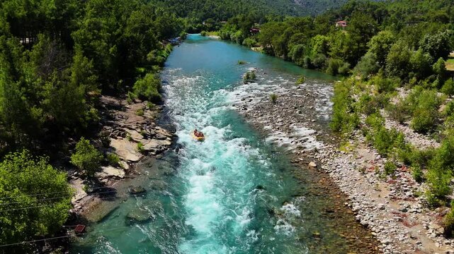 Rafting on Koprucay River at Oluk Bridge in Manavgat Antalya Turkey