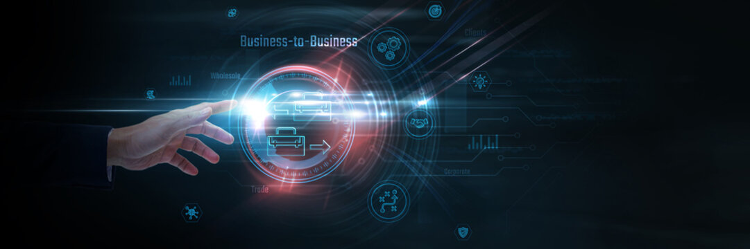 Touching Business-to-Business and commercial partnership data, corporate collaboration, B2B solutions, business networking, enterprise services, strategic growth.