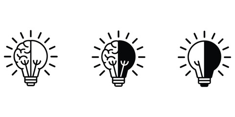 Human brain light bulb icons representing creative thinking and innovative logic problem solving © MdNurul
