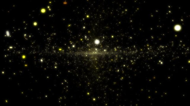 Loop glow gold dust stars particles animation motion flow on black abstract Background for sreen project overlay. Gold stars particle on black background motion titles cinematic