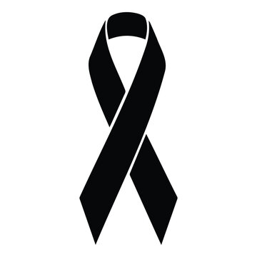 Black awareness ribbon vector illustration silhouette isolated on white background symbol.