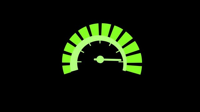 Simple gauge or speedometer icon partial dial with a needle and segmented scale animation