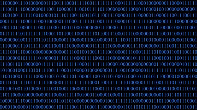Perspective Binary Code Digital Pattern Background Animation Futuristic Data Technology 4K Loop. motion video..