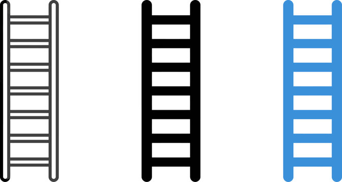 Three different colored ladders side by side for climbing purposes