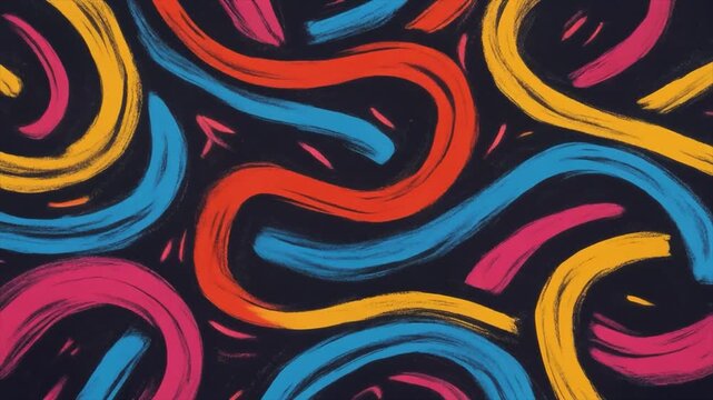 Energetic Abstract Brushstrokes of Bold Colors on a Dark Canvas background blue