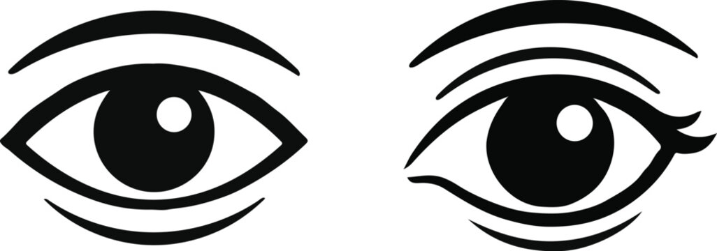 Black eye icons pair of realistic human eyes vector illustration for design