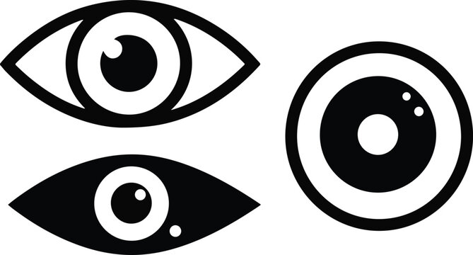 Diverse eye icons collection vector designs for vision security awareness