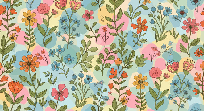 Homely flower pattern background vector familiar rustic charm