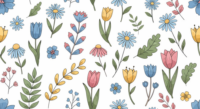 Tiny flower pattern background vector intricate micro print