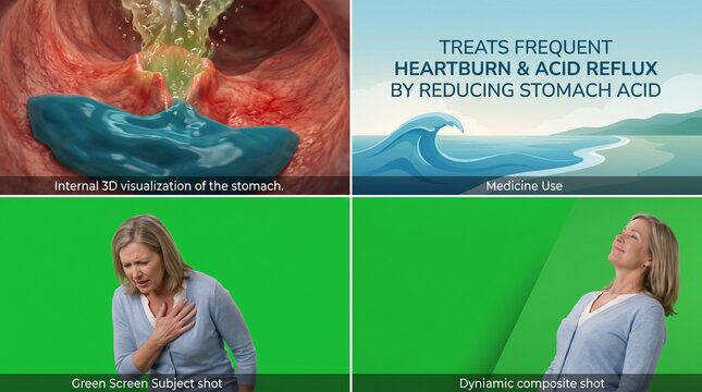 Woman suffering from heartburn and acid reflux. Medical relief for stomach pain symptoms.
