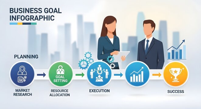Business goal setting process infographic template