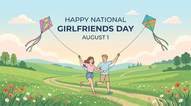 National Girlfriends Day, August 1, Happy Girlfriends Day, Kite Flying, Summer Fun, Love