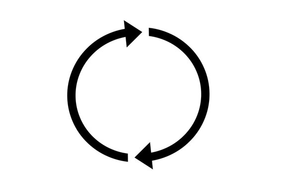 Solid black reload reset refresh arrow icon representing infinity path against pure white background