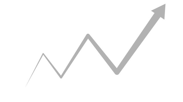 Zigzag arrow rising growth progress and upward trend animation, Rising simple arrow growth animated