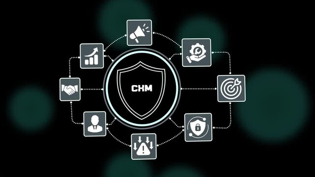 Customer Experience Management CXM concept with shield icon, engagement analytics, relationship optimization, enterprise service strategy and digital business growth.