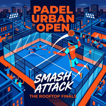 Padel Urban Open Smash Attack The Rooftop Finals Championship Match Energetic Sports Event
