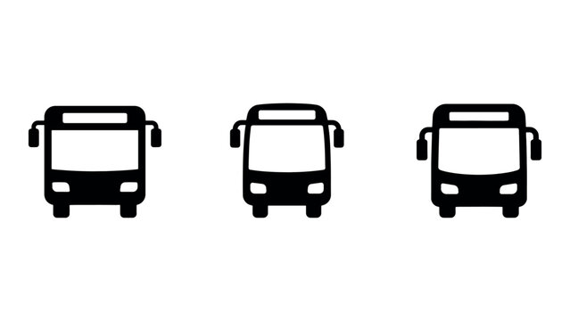 Public transportation bus icon set collection for city transit travel and passenger route.