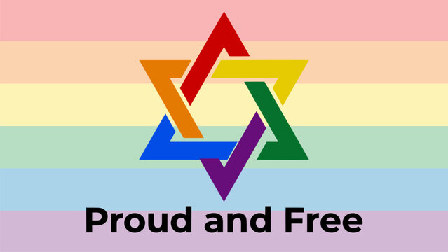 Colorful rainbow geometric star symbol representing LGBTQ+ pride, diversity, equality, inclusion, community support, human rights campaigns, and awareness materials.
