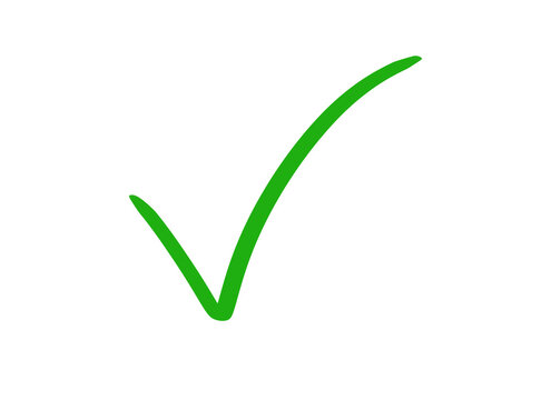 Green Check Mark hand drawn icon PNG Transparent background