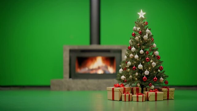 festive christmas tree with glowing lights and star topper